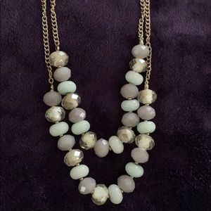 LOFT layered neutral beaded necklace